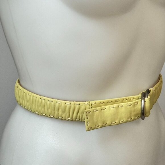 Ann Taylor Belt Green Ruche Leather Waist Dress Women's Size L - Picture 2 of 7